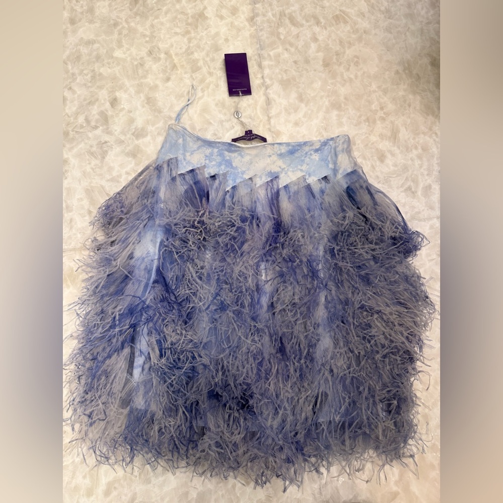 NWT $2490 Ralph Lauren purple label blue feather skirt - Picture 7 of 7